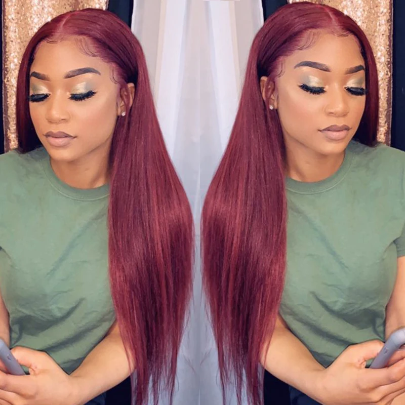 Pinshair 99J бордовый прямые волосы пряди 1/3 pcs бразильские волосы переплетения пряди красные человеческие волосы плетение наращивания на клипсах, не Волосы remy - Цвет волос: # 99J