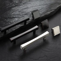 3 78 5 zinc alloy cabinet handles modern kitchen door handles black knobs for drawer and wardrobe square knob pull hardware
