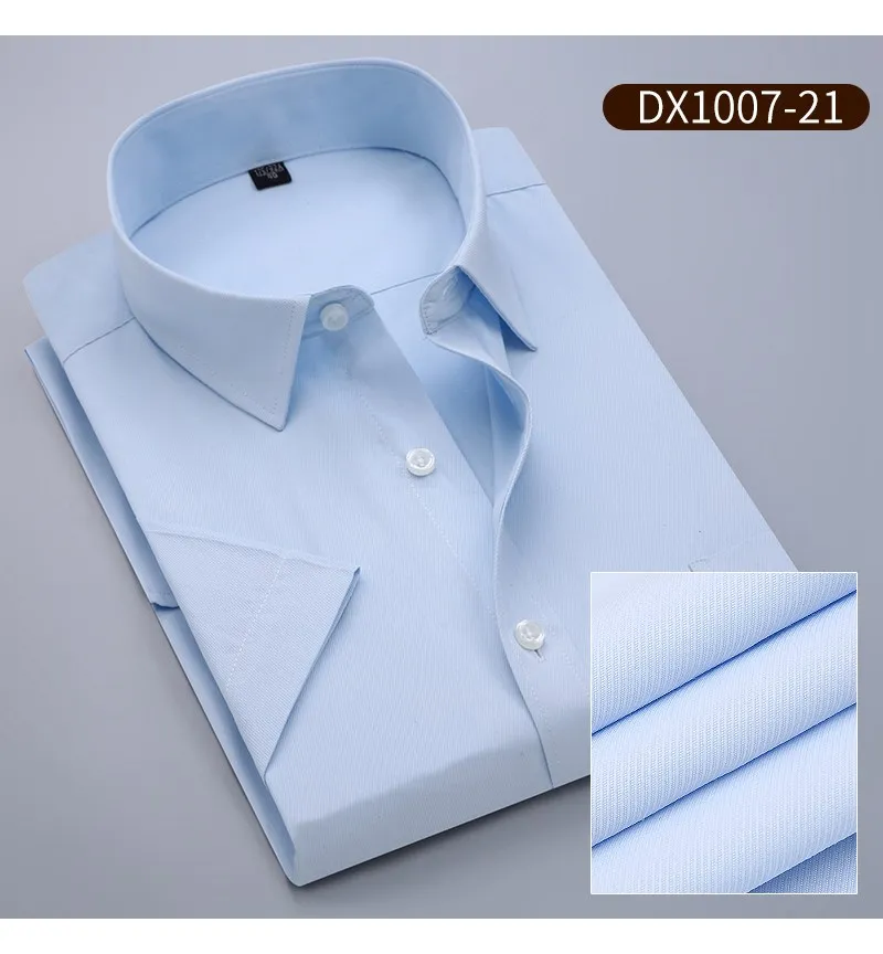 FAISIENS плюс размер 3XL 6XL 9XL 11XL 14XL Мужская рубашка с коротким рукавом Однотонная и полосатая синяя белая розовая Узкий крой, на лето мужские рубашки