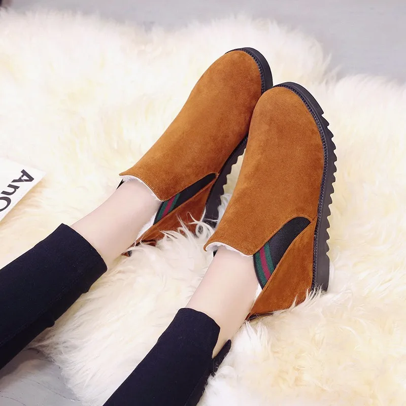 2019 г. зимние ботинки на плюшевой платформе из шерсти теплые женские ботильоны для