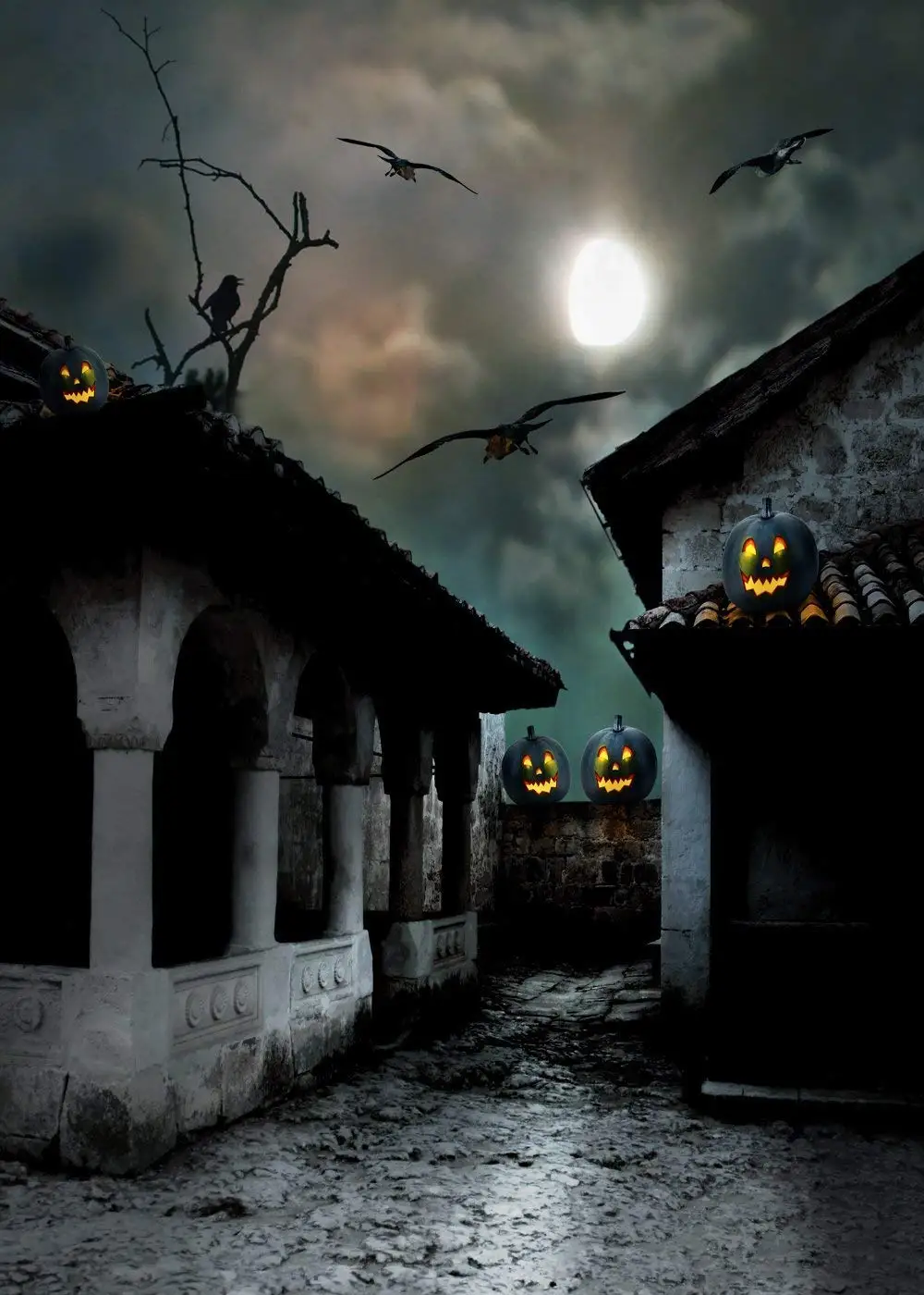 Capisco photography backdrop halloween horror house pumpkin night crow background photobooth photocall customize decoration | Электроника