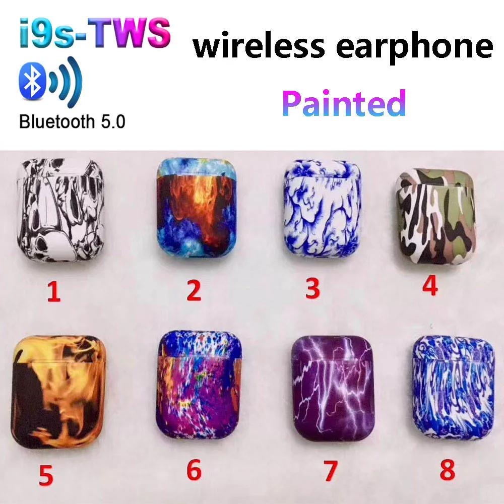 7 I9s tws беспроводные Bluetooth наушники с красочным рисунком спортивные гарнитуры с зарядной коробкой наушники для mbile phone PK i7s i11 - Цвет: 7