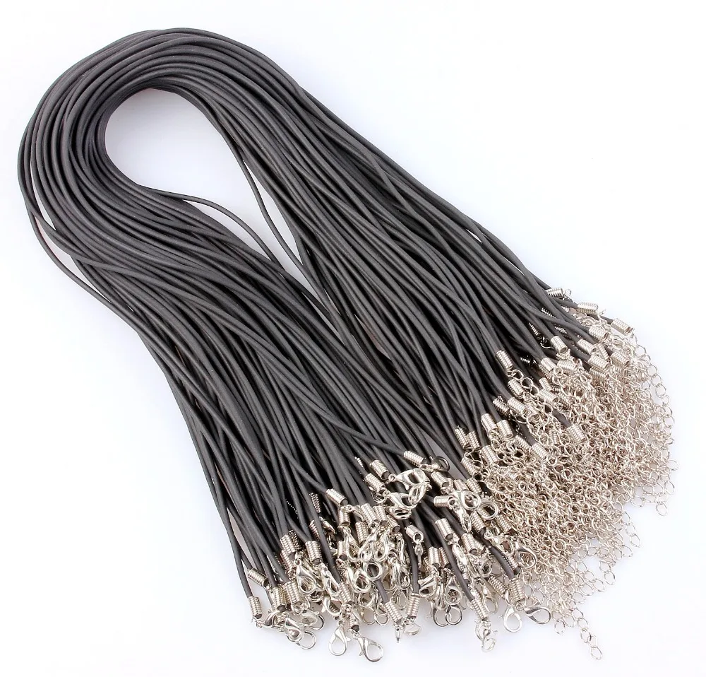 QianBei-collar de cuerda de goma negra para mujer, lote de 30 piezas, ganchos de cordón, regalo, joyería de boda, venta al por mayor