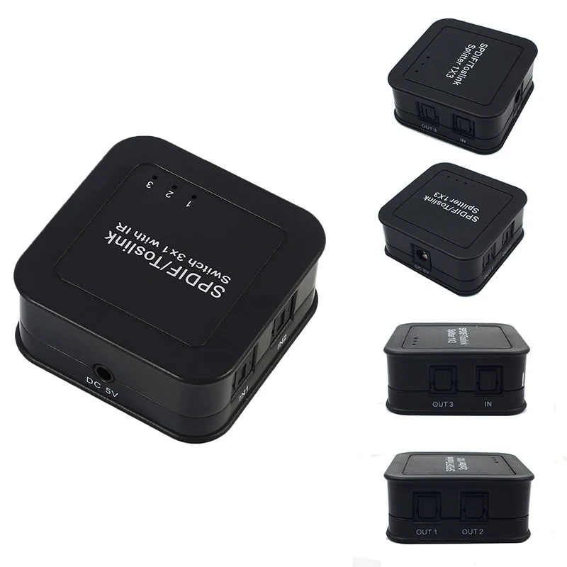 1x3 Цифровой оптический Spdif Toslink аудио сплиттер коммутатор с дистанционным