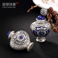 hot sale s925 pure silver buddhism can open the lapis lazuli pisces ga black box mantra pendants wholesale men and women
