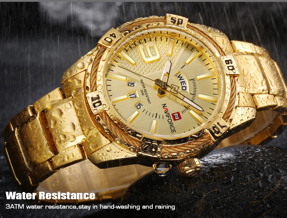 Relogio masculino NAVIFORCE Роскошные Брендовые мужские спортивные часы золотые Стальные кварцевые часы мужские военные часы с датой мужские 9117 Прямая поставка