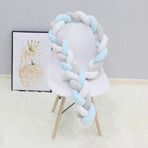 white gray blue 1 м Детская кровать бампер DIY Ручная работа Узловая хлопковая оплетка подушки детские украшения комнаты окружность кровати вокруг защиты - Цвет: white gray blue