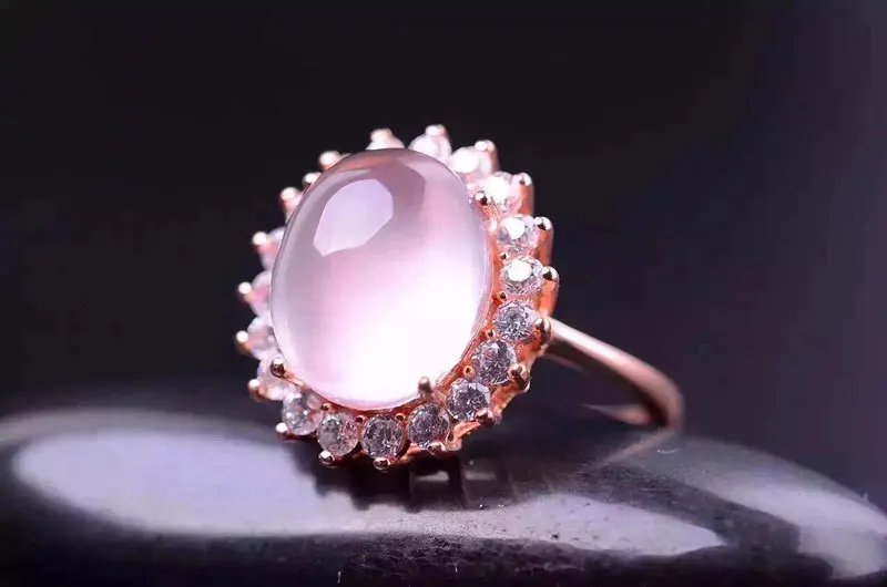 Натуральный розовый кварц ювелирное изделие из драгоценных камней комплект