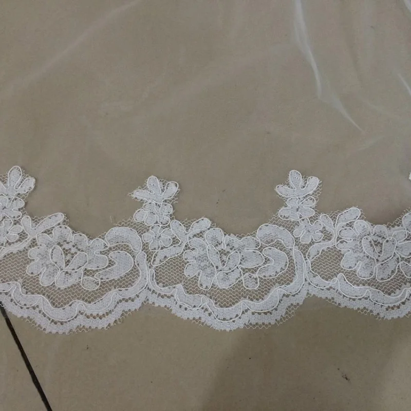 Кружевная кромка свадебная фата длинная 2 слоя свадебные аксессуары с гребнем