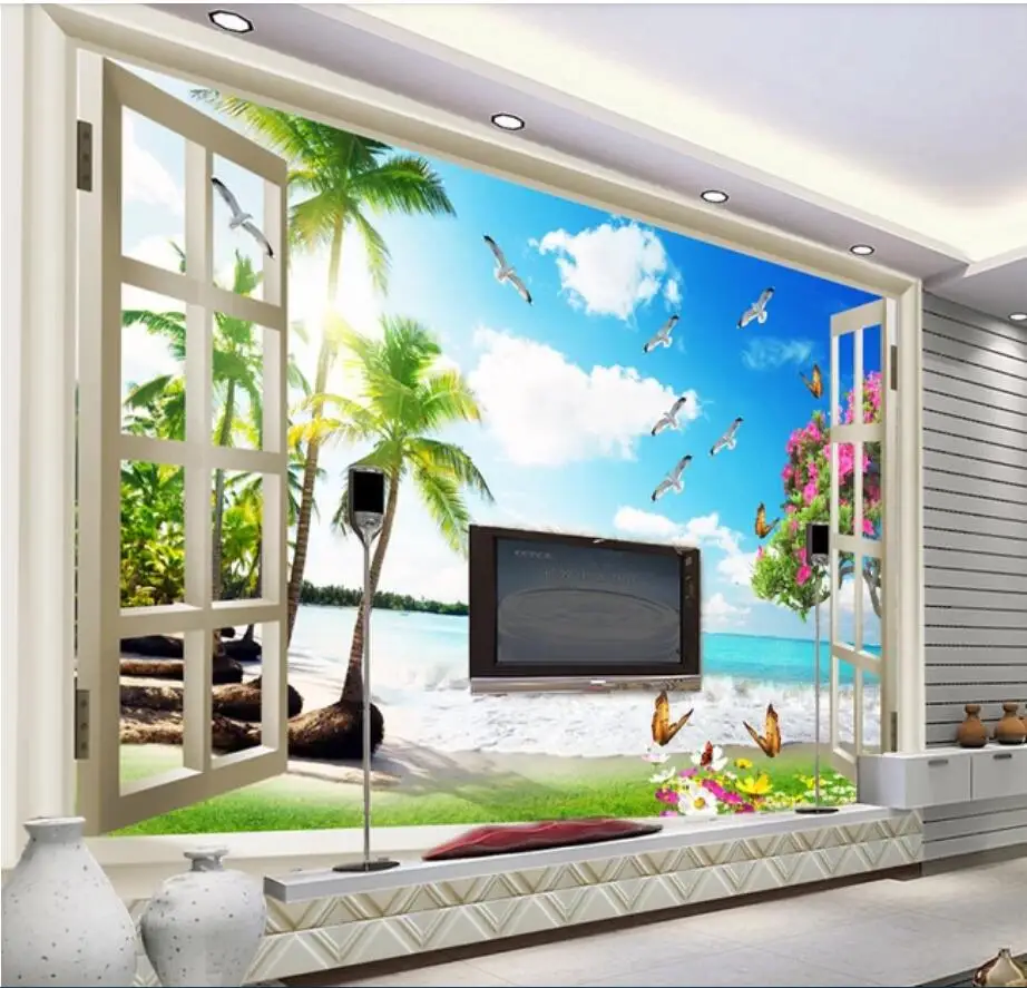 3d обои на заказ фотообои окно романтическое Коко пейзаж домашний декор фон для