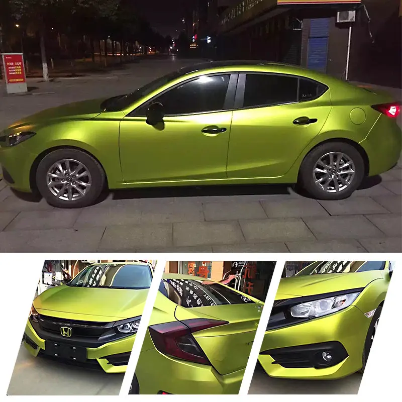 Carbins пленка Lime Green Satin хромированная виниловая отделка для персонализации 5x60ft