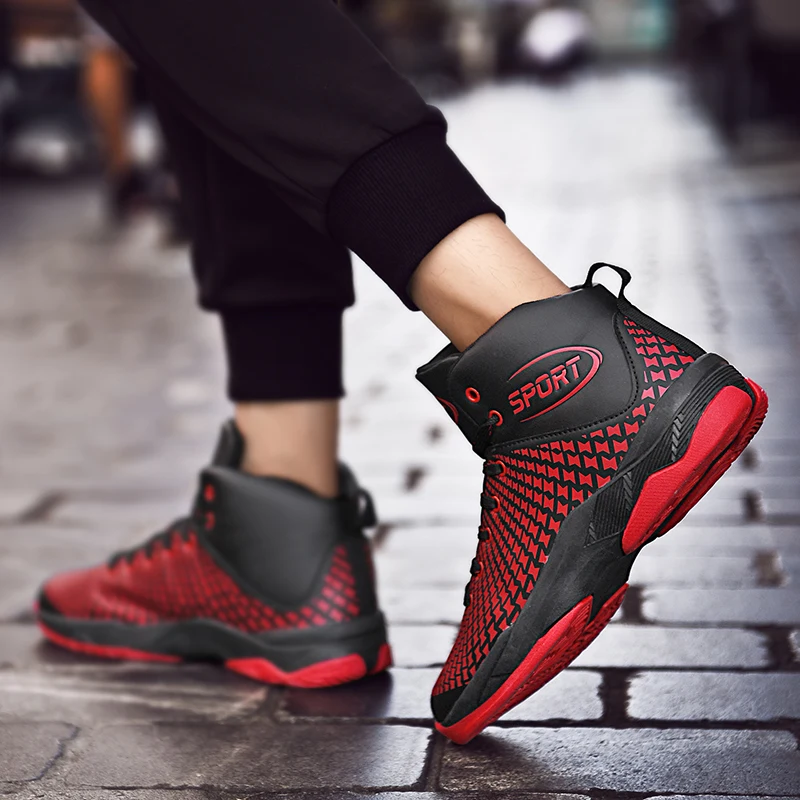 DQG Men Basketball Shoes Breathable Outdoor Anti-skid High Top Leather Sports Gym Athletic Training Sneakers | Спорт и развлечения