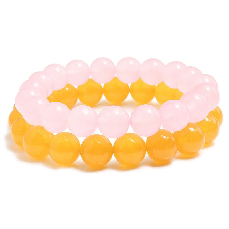 pink and yellow Малайский нефрит и зеленый авантюрин халцедон для женщин Сверхъестественное Набор браслетов с подвесками мотивационные браслеты Йога браслет племенной - Окраска металла: pink and yellow