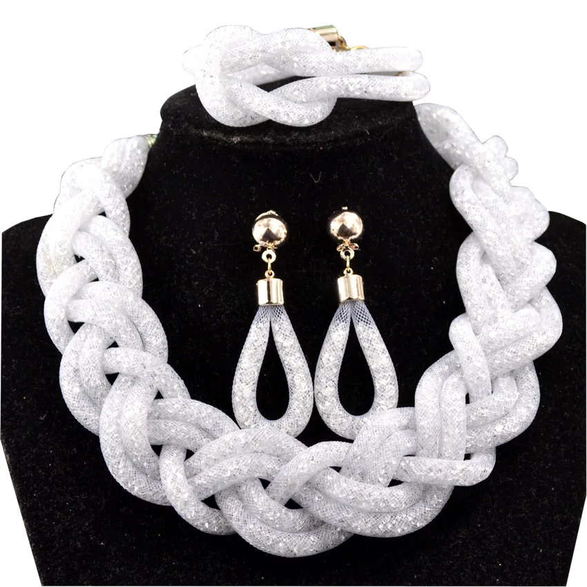 African beads jewelry sets for women black white gray party crystal necklace earrings bracelet set | Украшения и аксессуары
