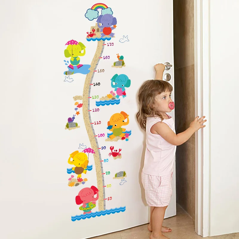 [Fundecor] слон птицы облака радуга высота наклейки на стену для детской комнаты