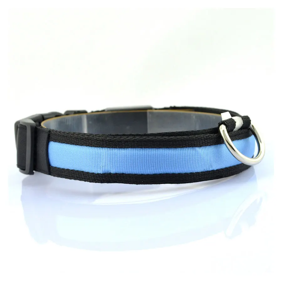 Blue Нейлоновый ошейник из АБС-пластика с пряжкой для питомцев, ошейник для собак с защитой от потери, мигающий светящийся ошейник для собак, кошек, светодиодный светящийся ошейник для маленьких собак - Цвет: Blue
