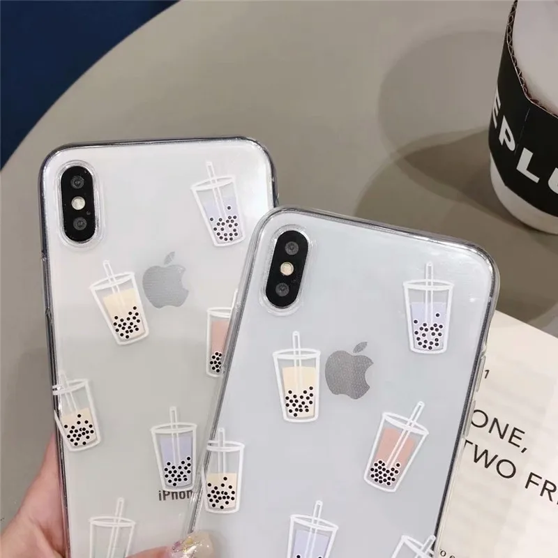 Чай с молоком из мягкого силикона узором чехол на корпус телефона для iPhone 8 7 6 6s