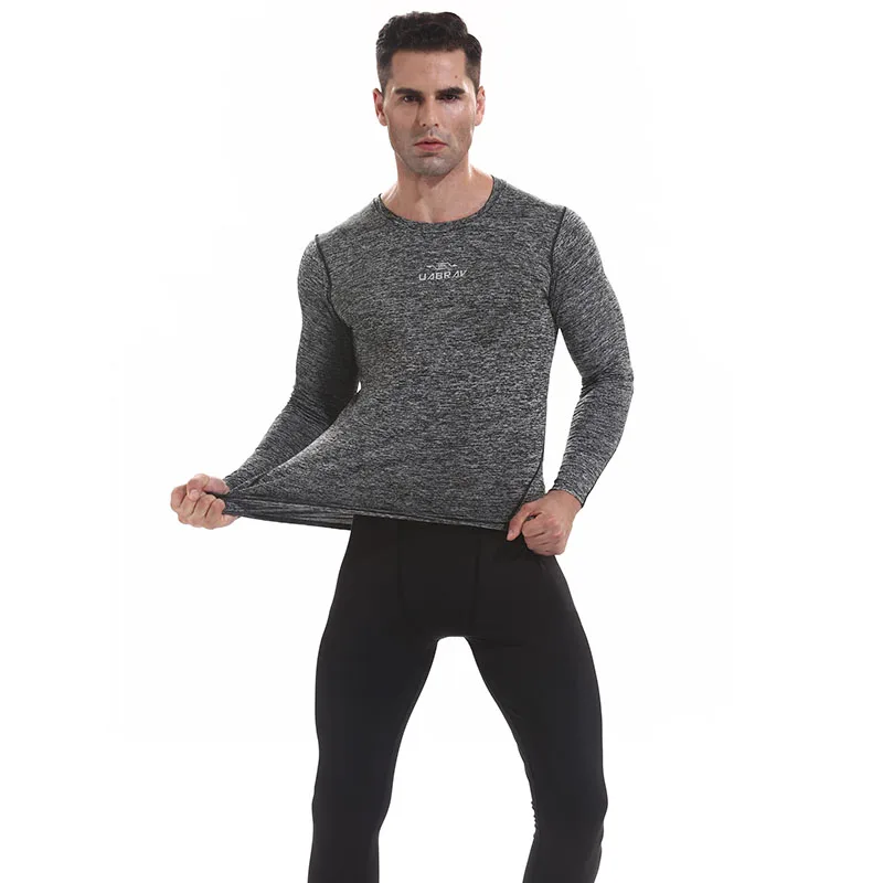 UABRAV Pro эластичные рубашки с длинным рукавом одежда для спортзала фитнеса Мужская