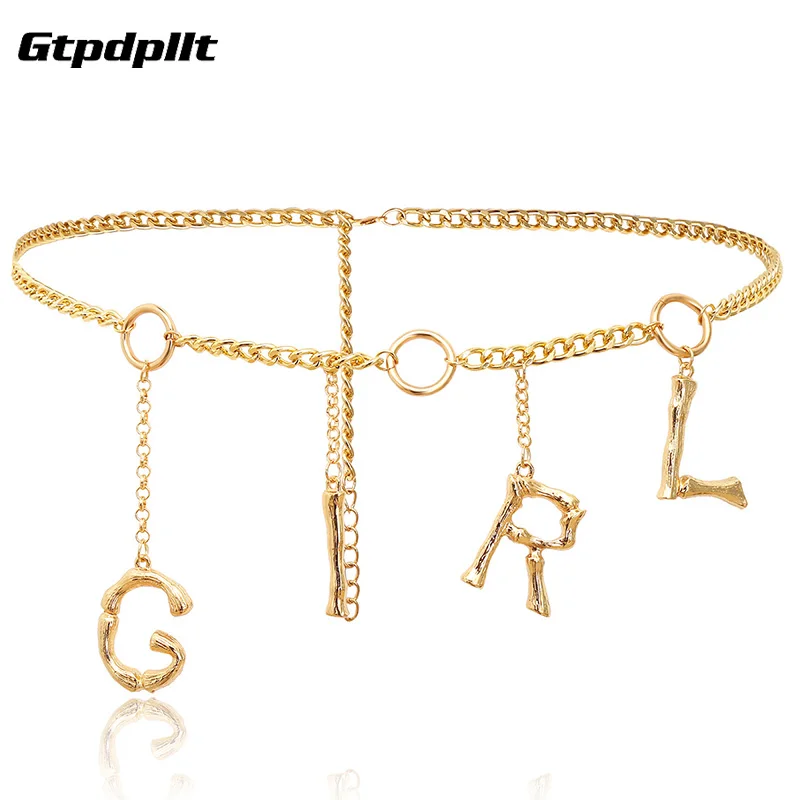 Gold Girl Новые модные женские туфли Blet сплав металла письмо Ceinture Femme Леди Девушка золотые ремни для pasek damski серебро средства ухода за кожей цепи - Цвет: Gold Girl