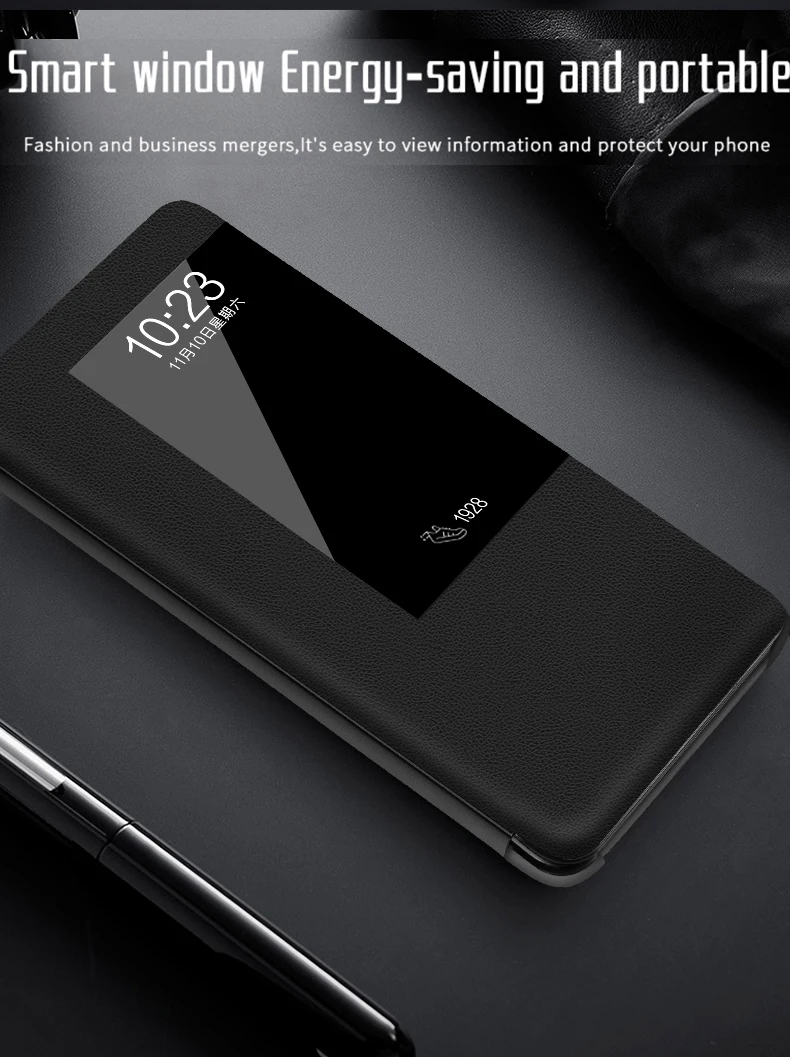 Чехол-книжка из натуральной кожи для huawei MATE 20 Pro Smart touch view window funda, защитный чехол для телефона capa