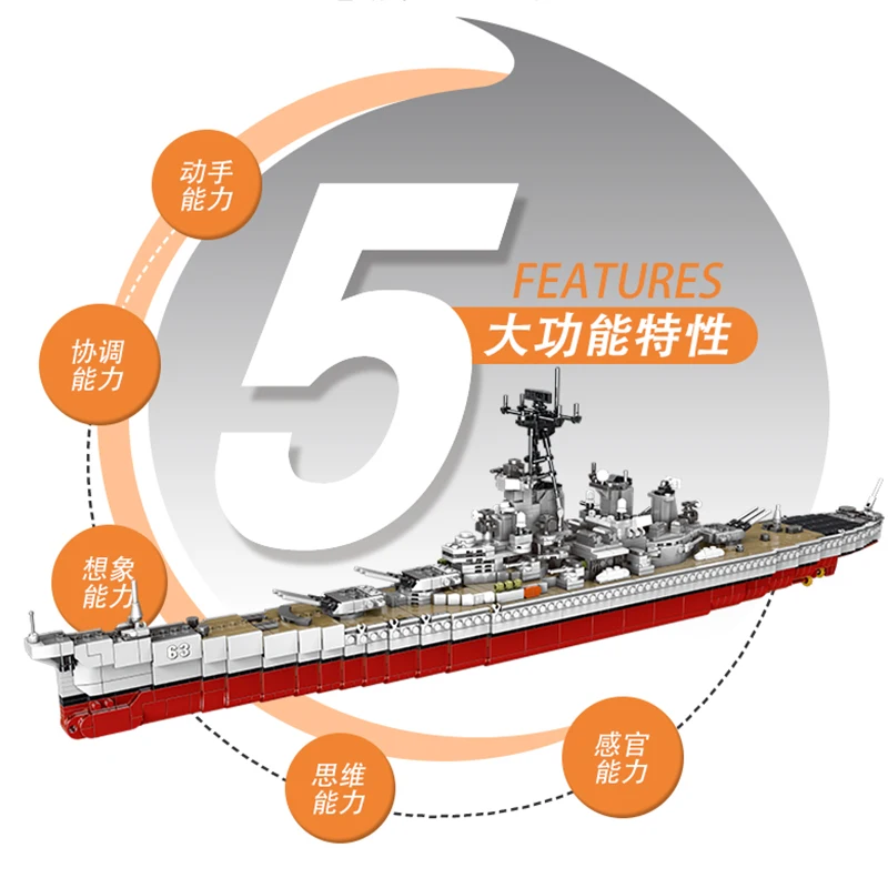 Конструктор корабль Миссури XB-06030 Вторая мировая война Военная серия набор