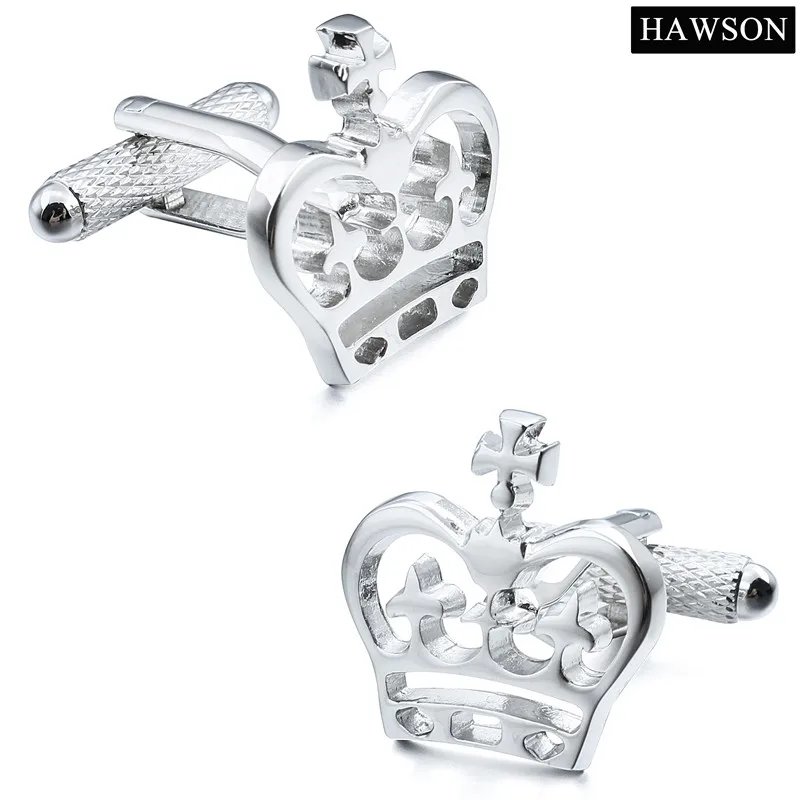 HAWSON интересные Запонки Имитация родия Корона запонки для французских