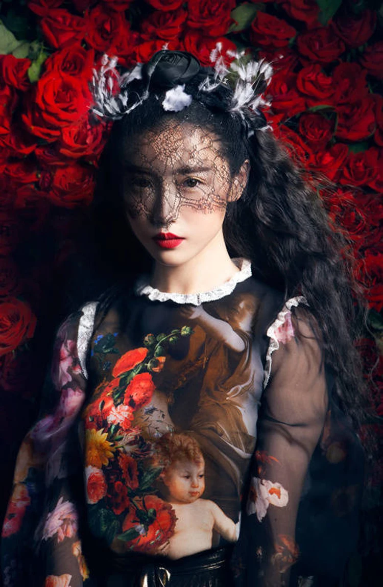 Женская тонкая рубашка с длинным рукавом и принтом |