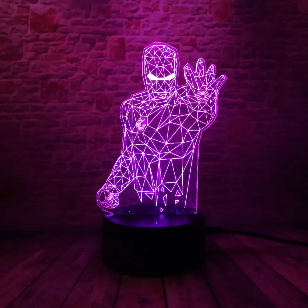 Новый супер герой мстители Mavel Железный человек 3D 7 цветов затемнение градиент