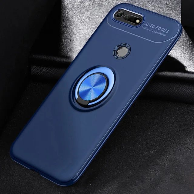Blue Чехол для huawei Honor V20, силиконовый автомобильный держатель, магнитный, с кольцом на палец, с подставкой, ТПУ, противоударный чехол для huawei Honor View 20, V20, чехол - Цвет: Blue