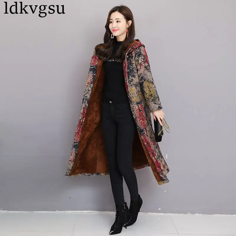 Новинка 2020 зимние куртки для женщин Ретро стиль пряжка Национальный Ветер