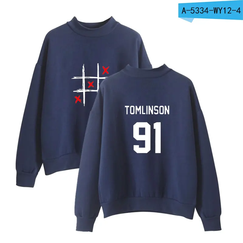 Navy Blue Lлуи Томлинсон одно направление с высоким воротником толстовки Новая мода крутая Стильная верхняя одежда стильная одежда зимняя водолазка - Цвет: Navy Blue