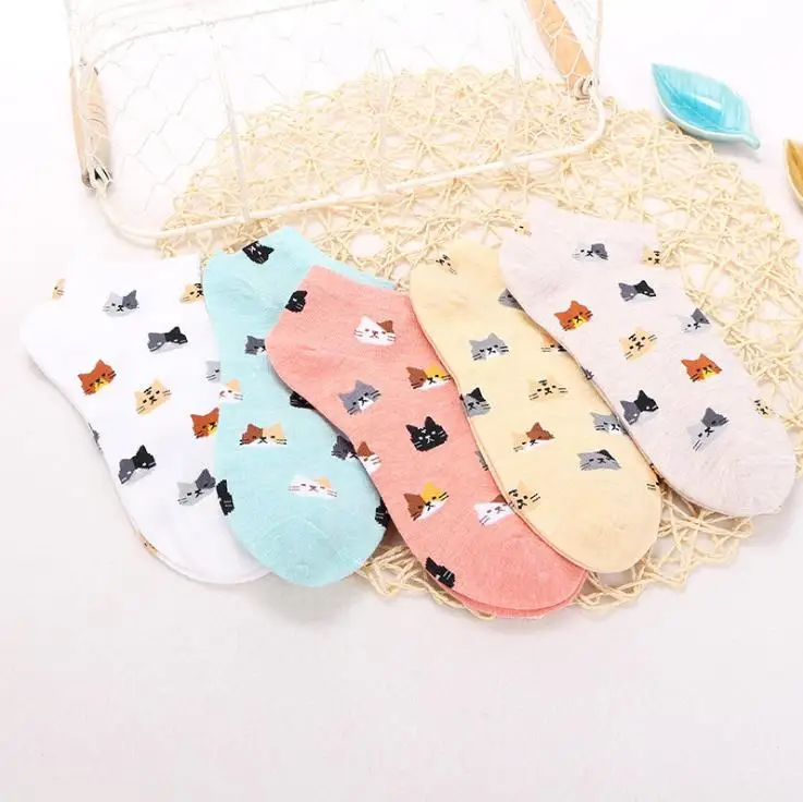 Женские хлопковые носки с закрытым носком тонкие короткие без пятки милым