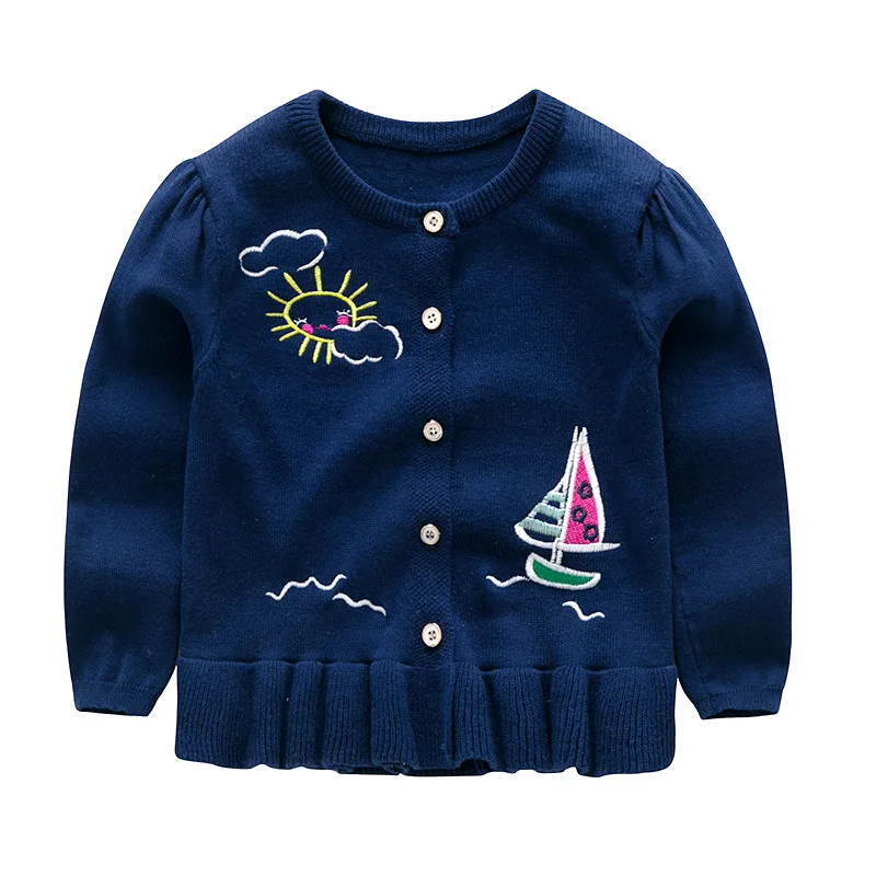 Belababy/брендовые свитера для маленьких девочек; Сезон Зима; Новинка года; вязаная одежда с длинными рукавами для девочек; детский осенний свитер с рисунком совы для девочек - Цвет: A Navy