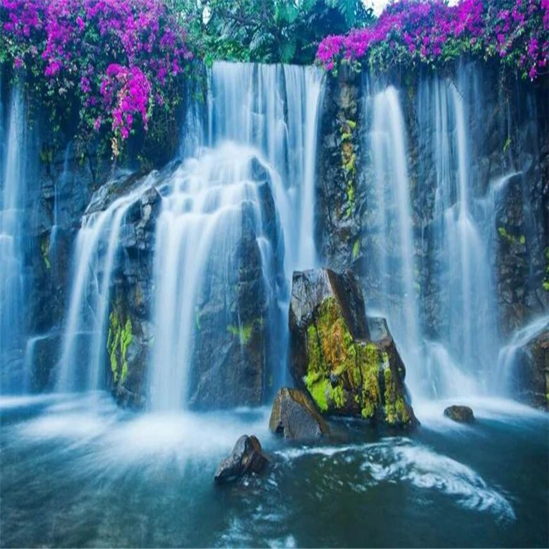 

beibehang Custom 3D Wallpaper Waterfall Country Landscape Aesthetic Falls Landscape Background Wallpaper Decoration