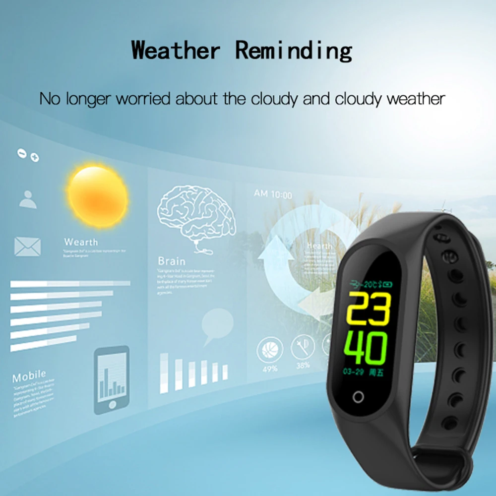 Новый цветной смарт браслет M3 монитор сердечного ритма фитнес трекер PK mi band