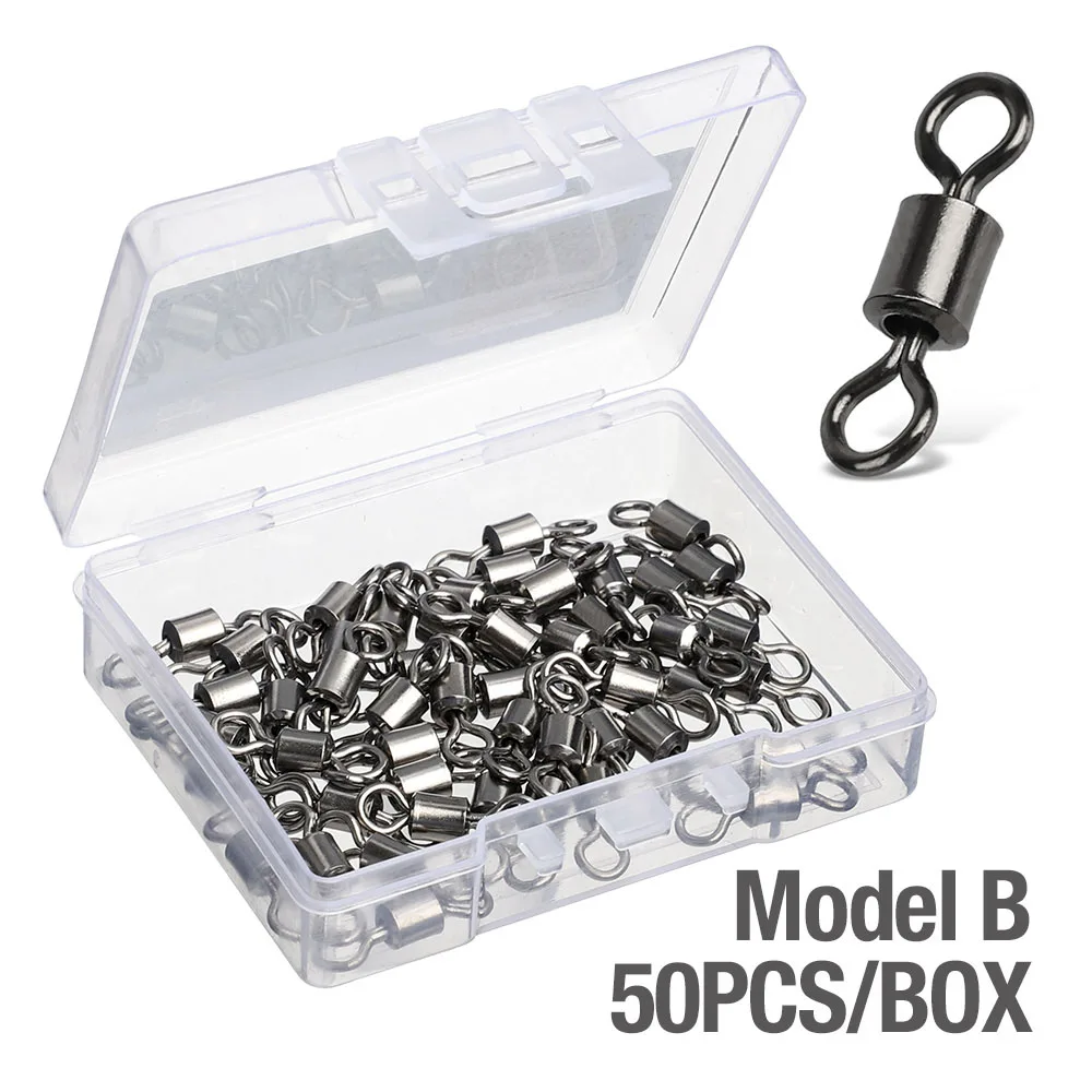 50 Pcs B DONQL 50/100 шт./лот, подшипник, форма завальцовки, рыболовный соединитель, поворотные приманки из нержавеющей стали, соединитель для морской рыбы, аксессуары, снасти - Цвет: 50 Pcs B