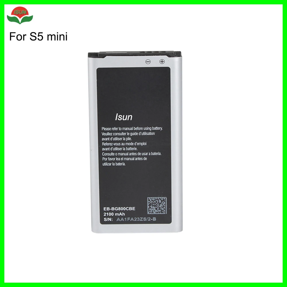 Оригинальный качественный аккумулятор ISUN 100% мАч для Samsung Galaxy S5 mini EB-BG800BBE G800F G800H G870