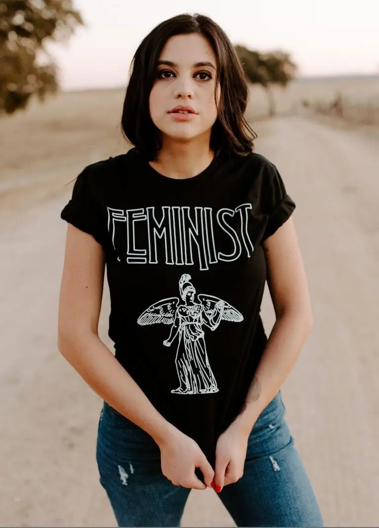 Женская футболка в стиле Харадзюку хлопковая винтажном с принтом феминистских