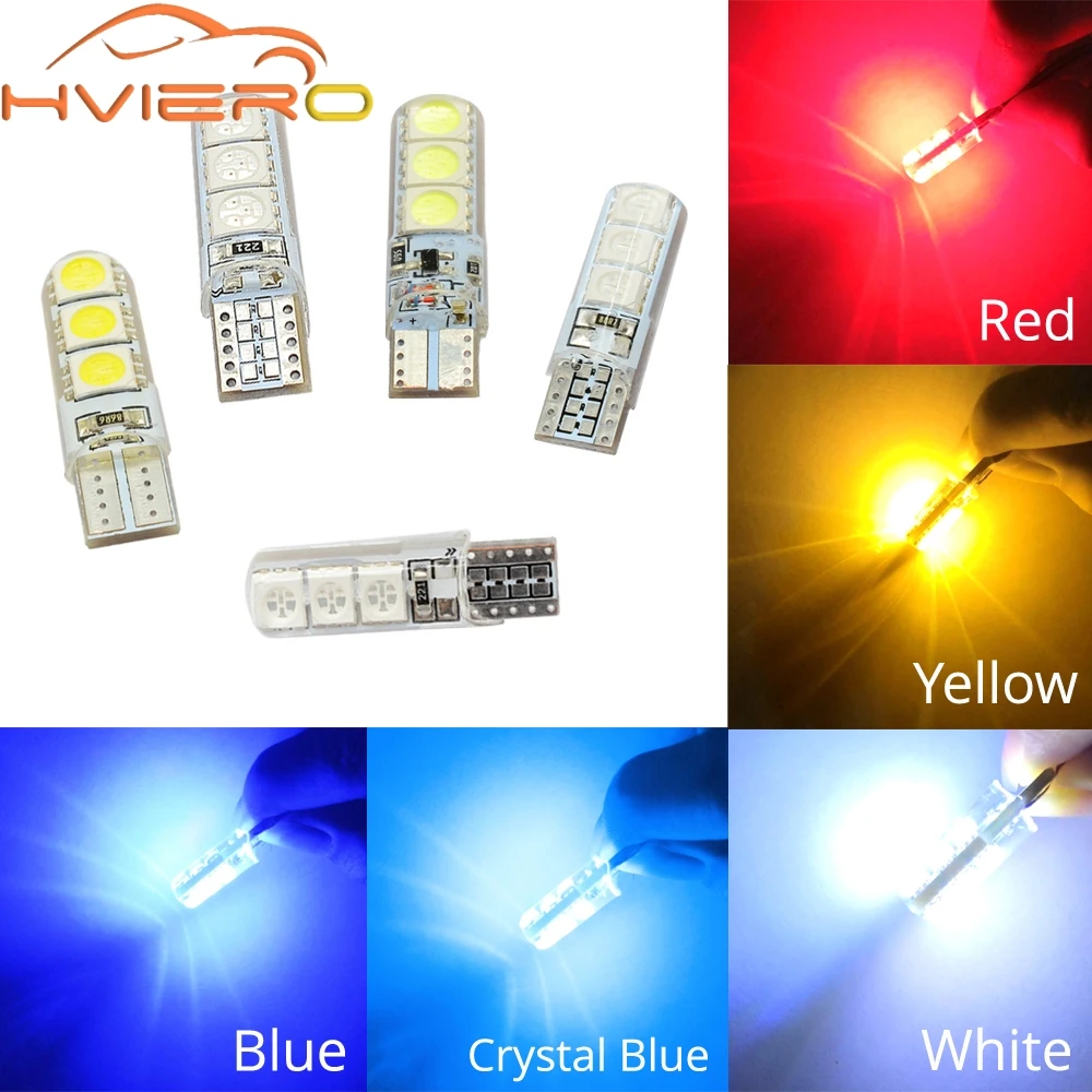 10X Автомобильный светодиодный T10 194 W5W DC 12V Canbus 6SMD 5050 силиконовая оболочка
