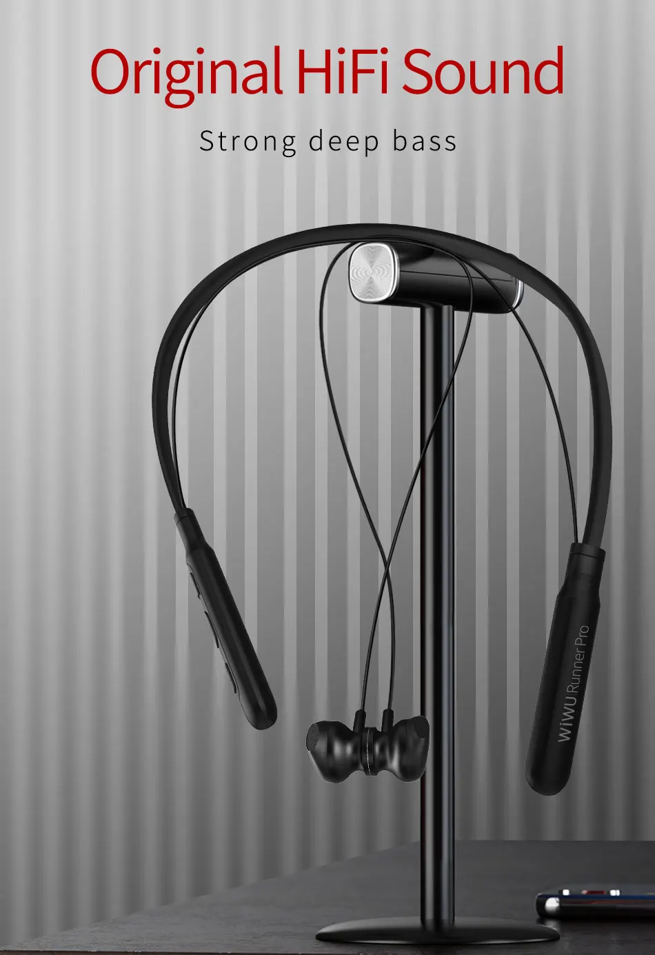 Беспроводные наушники WiWU со встроенной tf-картой, магнитные музыкальные bluetooth-наушники, спортивные наушники с шейным ремешком, водонепроницаемые наушники с гарнитурой и громкой связью