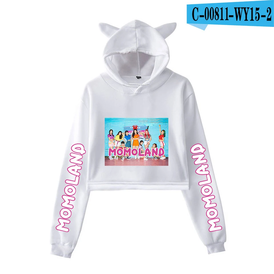 MOMOLAND модный тренд sala Cat укороченный Топ для женщин Лето толстовки Толстовка Сексуальная Горячая Kpop Harajuku больших размеров 2XL - Цвет: WY15-2