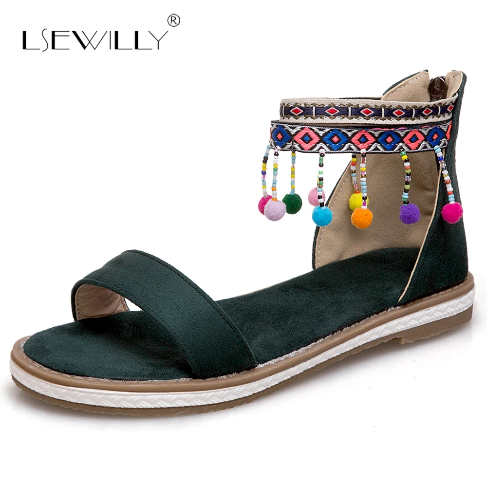 Женские босоножки на плоской подошве Lsewilly черные повседневные пляжные сандалии