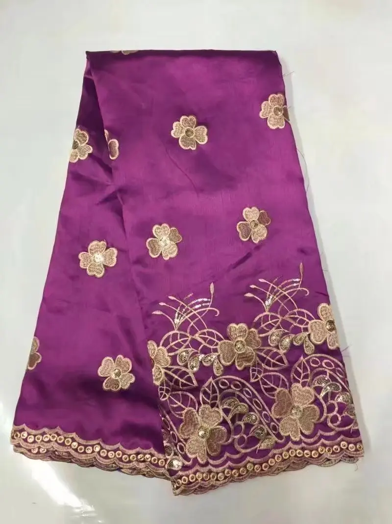 African George Lace Fabric 2017 New Style Nigeria Purple Sequin Embroidered For Nigerian Wedding Dress | Дом и сад