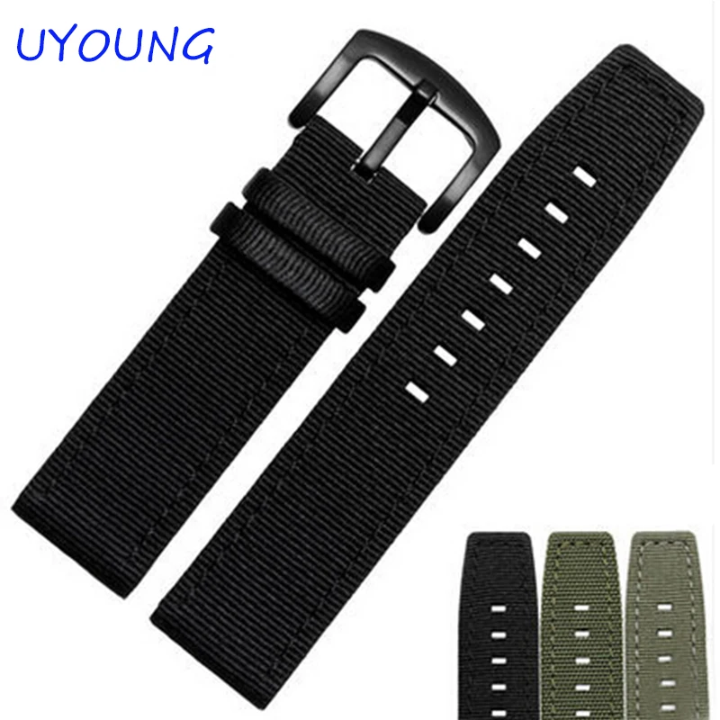 Высококачественный нейлоновый ремешок для часов 22 мм черный/хаки мужские часы