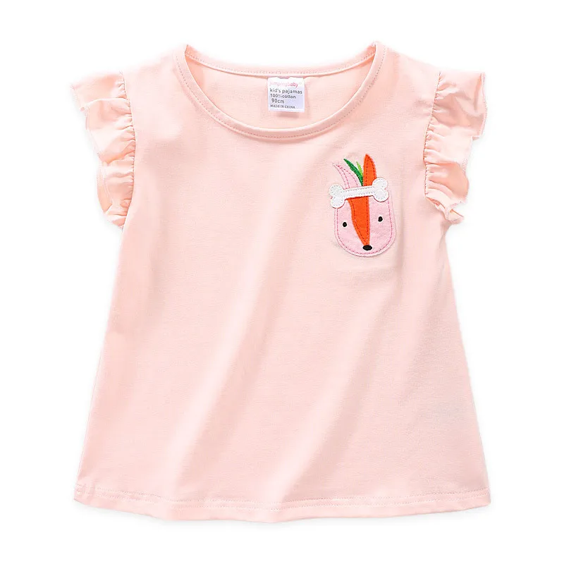 Jumpingbaby/ г. Футболка топы для девочек, детская футболка с вышивкой животных Koszulka Одежда для девочек футболка летний топ для малышей - Цвет: T9020 Girls Tops