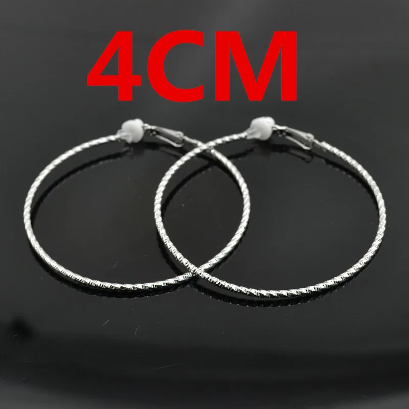 40MM silver ear clip Клипсы для ушей, без отверстий, без пирсинга, большие круглые серьги для женщин, женские ювелирные изделия, черные, розовые, золотые, серебряные, Mevrouw oorbellen - Окраска металла: 40MM silver ear clip