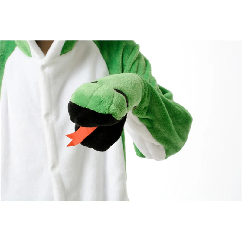 Cute Adult Anime Green Snake Onesies Costume For Women Men Funny Warm Soft Animal Cute Onepieces Pajamas Home Wear Girl Clothes