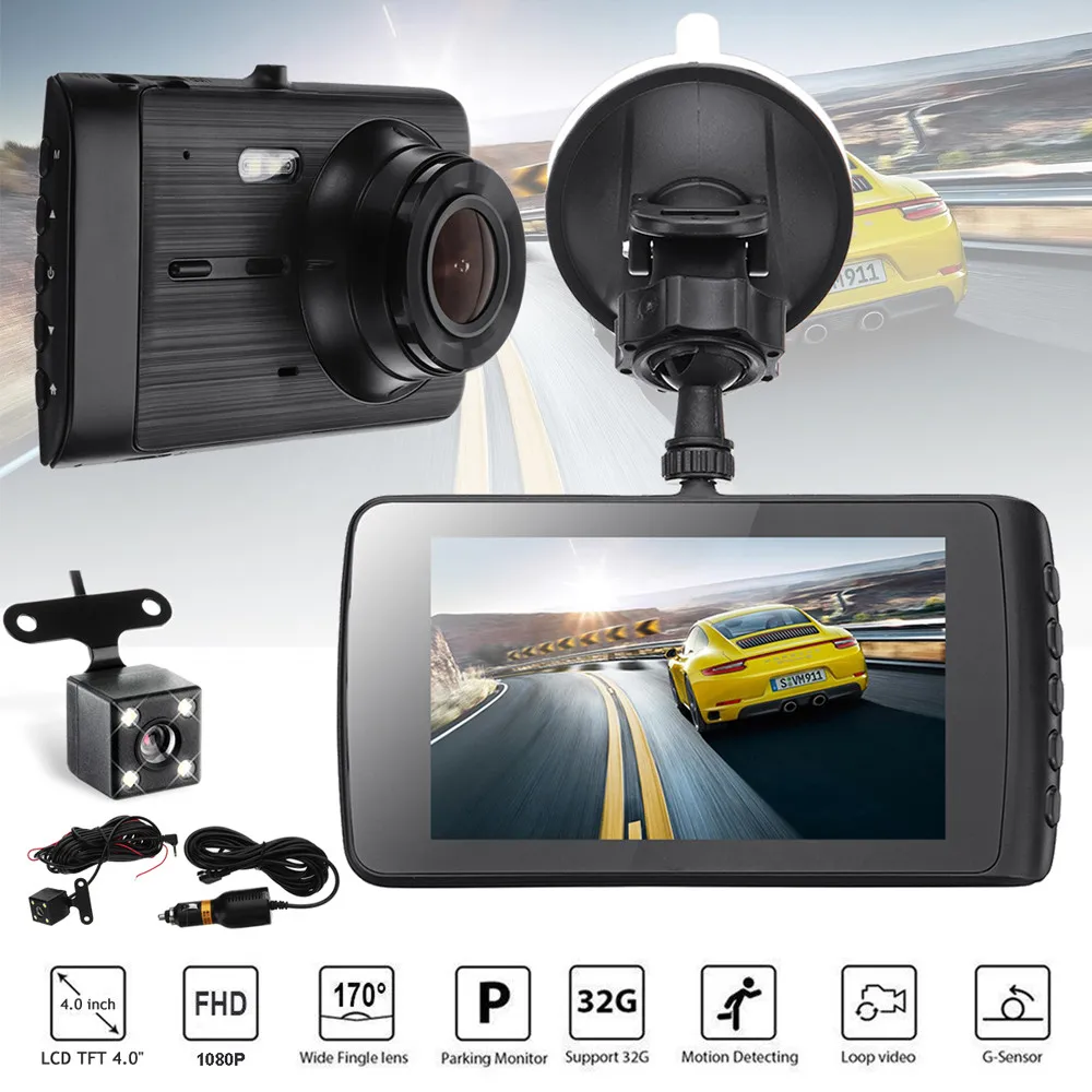 HD 1080 P Видеорегистраторы для автомобилей тире Камера 170 ° Двойной объектив 4 дюйма ЖК-дисплей камера с экраном видео Регистраторы Эспехо Retrovisor Con Camara De исходя 3,12