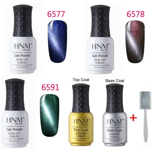 hot sale set 5 HNM Гель-лак для ногтей набор 3 шт. Гель-лак «кошачий глаз» 1 шт. верхнее Базовое покрытие УФ-гель для ногтей Полупостоянный магнит DIY Nail Art Kit Ink - Цвет: hot sale set 5