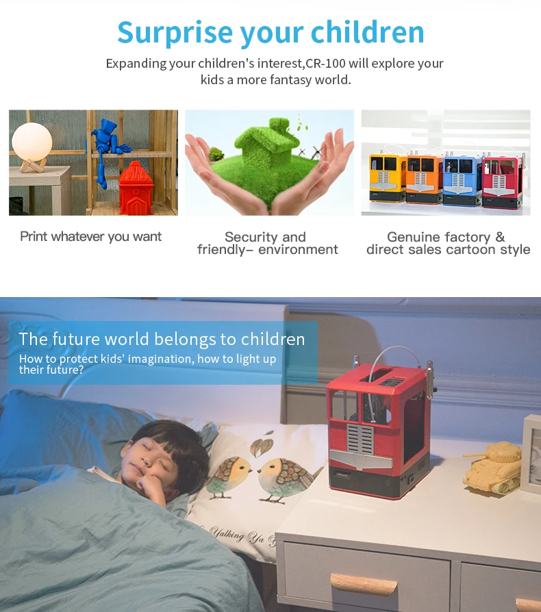 Новинка! Creality CR-100 модель Junior 3d принтер компактный размер настольный 3d принтер Полностью Собранный автоматическое выравнивание с пультом дистанционного управления